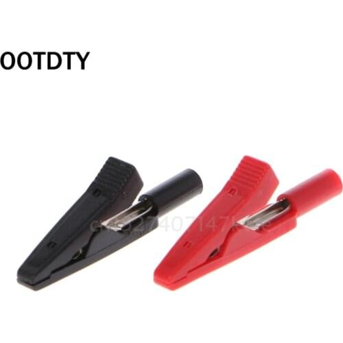 Brand New 2 Pcs Insulated Alligator Clip 2mm Banana Female Adapter Meter Test Probe Black Red