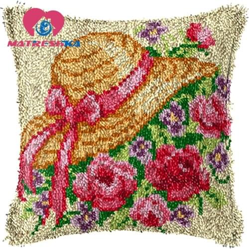 Diy embroidery pillow cross-stitch pillow latch hook kits embroidery carpet do it yourself Hooby crafts Cartoon gift Flower gift