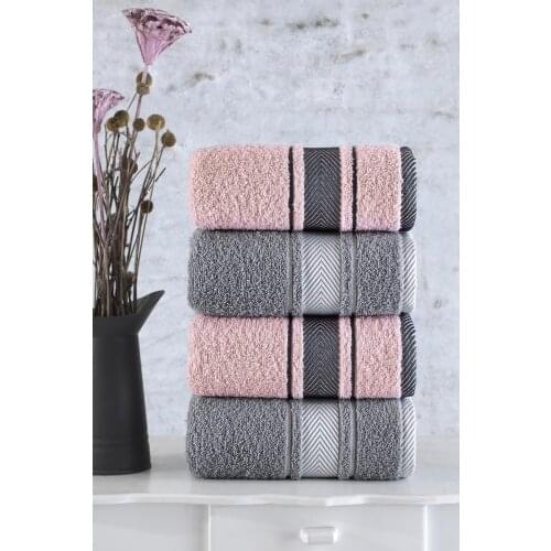 Hand face Towel Set high quality super absorbent bath beach hand face towel 100% cotton pattern 4 pcs 50x85