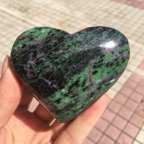 Natural Ruby Zoisite Heart Chakra Healing Gemstone Heart for Home Decoration