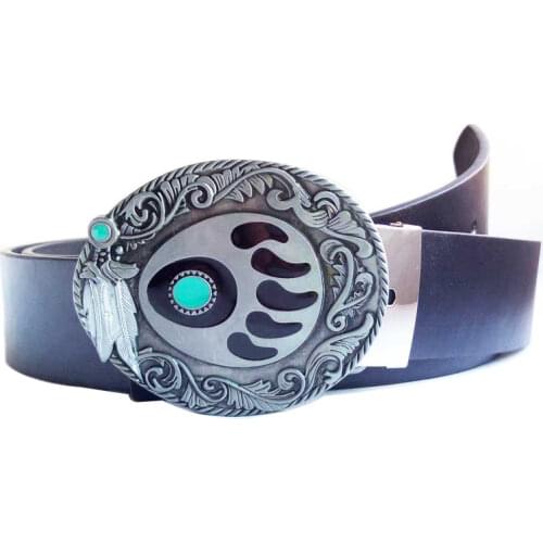 T-Disom western style Bear Paw Belt Buckle with high quality good plating come with PU belts drop shipping