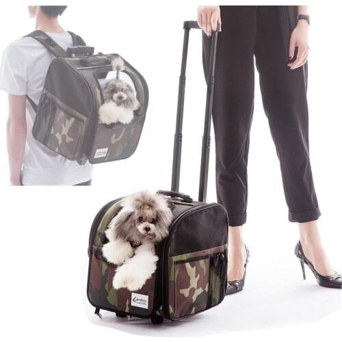 Pet Backpack On Wheels Multifunctional Breathable Cat Carrier Bag Transport Airline Approved Pet Stroller For Dogs Cat