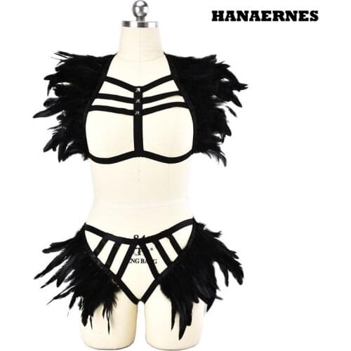 Sexy Ladies Hollow Out Lingerie Cage Harness Beach Feather Bra Bandage Tops Push Up Bralette Bustier Womens Sport Underwear