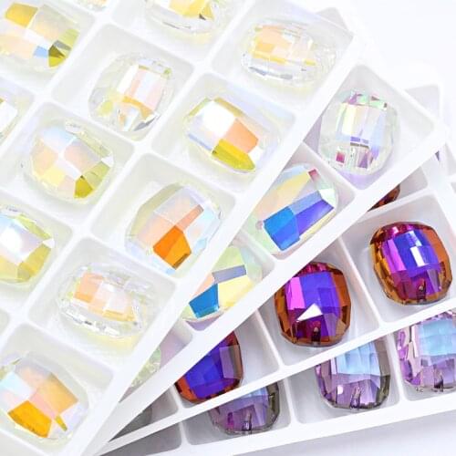 Rectangle Shape Glass Rhinestone With Single Hole 20x28mm AB Color Shiny Strass Crystals DIY Jewelry Making Accessories