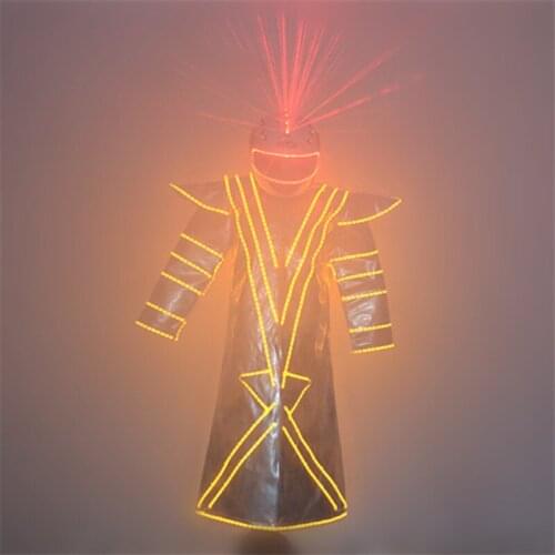 EC96 Ballroom dance led costumes luminous glowing jacket bar dj performance show dress clothe laser light helmet red laser head