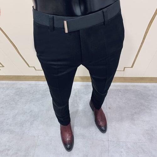Spring 2020 Formal Suit Pant Men Slim Fit Trousers Office Work Pant Man Wedding Banquet Club Social Casual Pants Plus Size 28-36