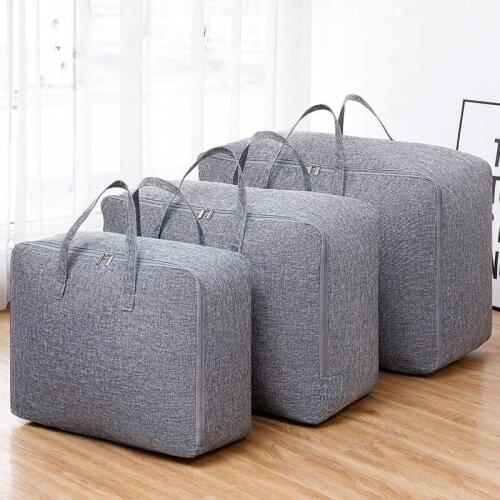 Large capacity imitation linen storage bag moisture-proof quilt clothing finishing bag travel storage bag dustproof packing bag