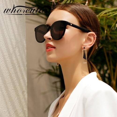 2019 Korea Vintage Cat Eye Sunglasses Women Men Brand Designer Tortoise Shell Frame Cateye Sun Glasses Female Black Shades S001