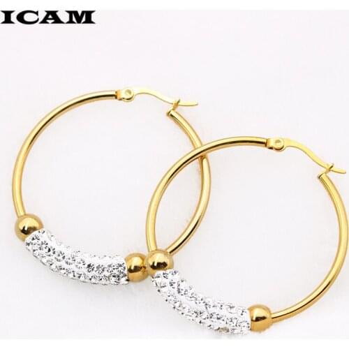 ICAM Classic Design Gold Color AAA CZ Wedding Hoop Earrings for Women Fashion jewelry Design Gift Accessories