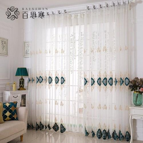 1pcs European High-end Style Screen Window Finished Shading Bay Window Bedroom Living Room Partition Embroidered Yarn Top F8403