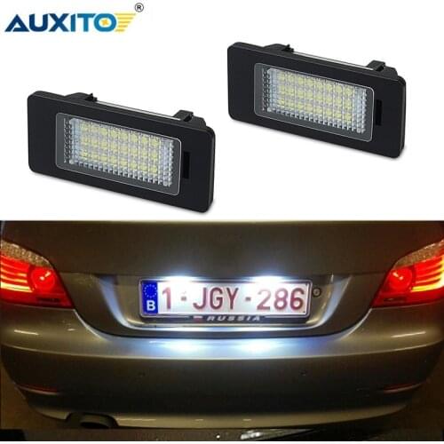 2Pcs Error Free LED License Number Plate Light For BMW E60 E39 M5 E70 E71 X5 X6 E60 M5 E90 E92 E93 M3 6000K White Car Light