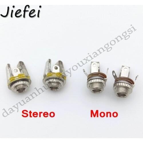 5Pcs 1/8" 3.5mm 2 Pole Mono / 3 Pole Stereo Jack Chassis Panel mount Socket Audio Solder CONNECTOR