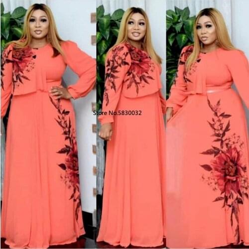 African Long Dresses For Women Africa Clothing Long Sleeve Design Bazin Pleated Glitter Dashiki Maxi Dress Africa Clothing