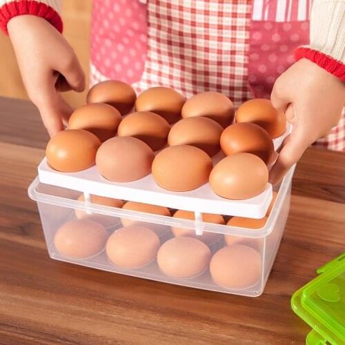 AHTOSKA Double Layer Egg Storage Box With 24 Grids Kitchen Food Container And Organizer Convenient Kitchen Storage Box