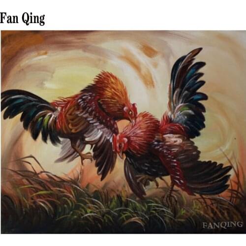 5D DIY Full Drill Diamond Painting Two roosters fighting Cross Stitch Square/round diamond Embroidery Rhinestones painting
