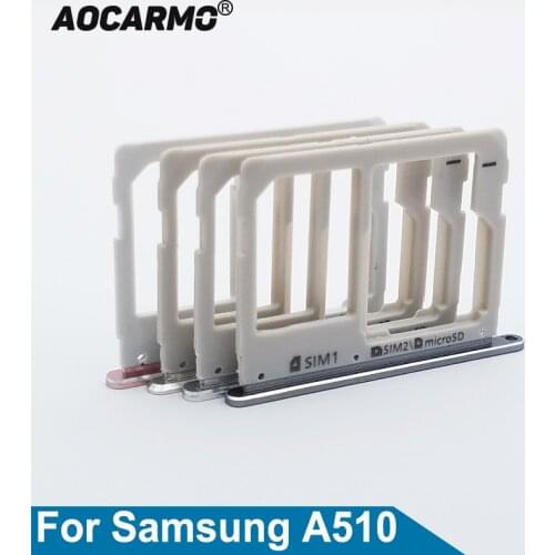 Aocarmo Metal Nano SIM Tray MicroSD SD Card Slot Holder For Samsung A5 (2016) A510 A510F Dual Gold/Silver/Grey/Pink