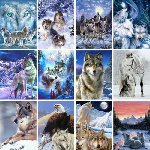 AZQSD Diamond Painting Wolf Winter Cross Stitch Diamond Embroidery Animal Rhinestones 5d Diy Handmade Home Decor Gift Needlework