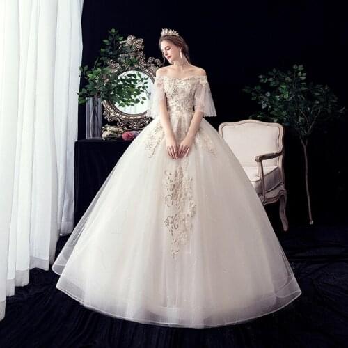 Ball Gown Real Images Lace Tulle 2021 Wedding Dresses Dresses Bridal Dress Plus Size Shine Skirt embroidery Beads