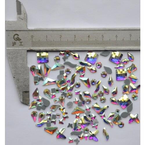 Free Shipping!High Quality Mix Sizes Mix Shapes Crystal AB Flat Back Hotfix Rhinestones/ Iron On Flat Back Crystals Glass Stones