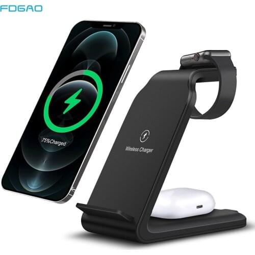 FDGAO 20W 4 in 1 Qi Wireless Charger for iPhone 12 11 XS XR X 8 Fast Charging Dock Station For Apple Watch 6 5 4 3 2 AirPods Pro