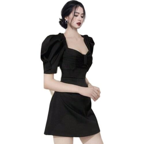Black Sexy tight Dress one piece korean ladies Summer Short SLeeve V neck cabaret Party mini formal Dresses for women