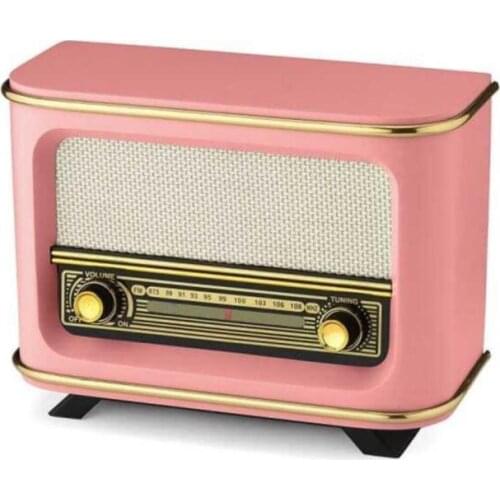 Wooden Rechargable Nostalgic Radio Pink