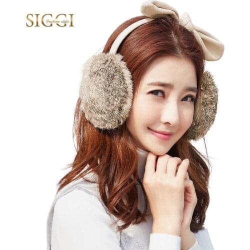 FANCET Winter Warm Women 100% Rabbit Fur Earmuffs Solid 4 Panels Cute Fleece Ear Protection For Youth Girls Ear Flap 89354