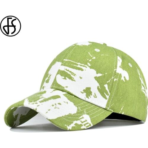 FS 2021 Trendy Yellow Green Women Men Caps Chinese Style Tie-Dye Baseball Cap Summer Street Hip Hop Trucker Hat Gorras Hombre