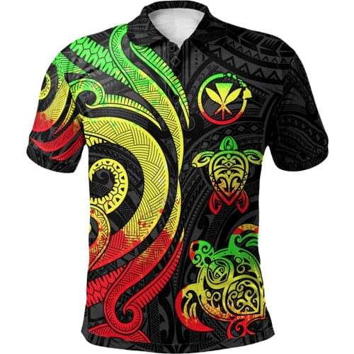 Hawaii Polo Shirt Reggae Tentacle Turtle 3D Printed Polo Shirt Men Women Short Sleeve Summer T-shirt