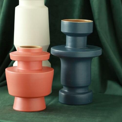 Geometric Ceramic Vase Ins Wind Morandi Creative Dried Flower Arrangement Home Furnishing Decoration