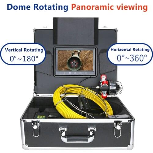 9'' Pipe Inspection Camera Drain Sewer Pipeline Industrial Endoscope DVR and without DVR Video Recording 360° Rotating Camera