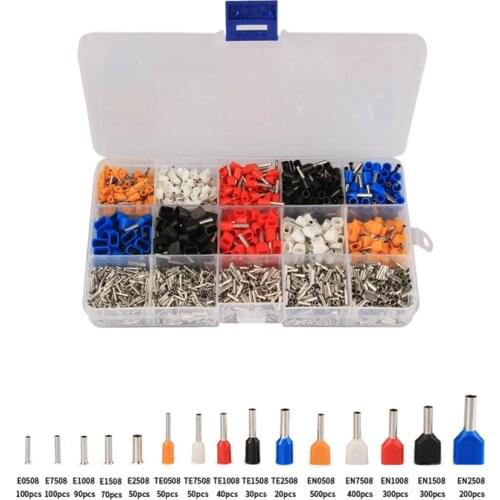 2340Pcs 15 Models Dual Ferrule Kit Electrical Crimping Connectors Mixed Cord Wire End Crimp Terminal Set