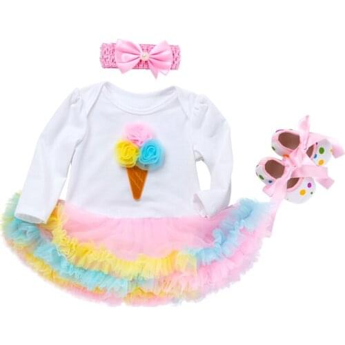 Princess Baby Girl Clothes Set Newborn Infant Girls Clothing Tutu Dress+Headband+Shoes 3Pcs Kids Girl Outfits Clothing Birthday