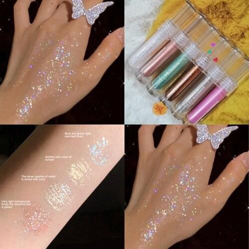 Makeup Sequins Diamond Eyeshadow Liquid High-gloss Pearlescent Glitter Long Lasting Eyeshadow Eye Makeup Comestics QBMY