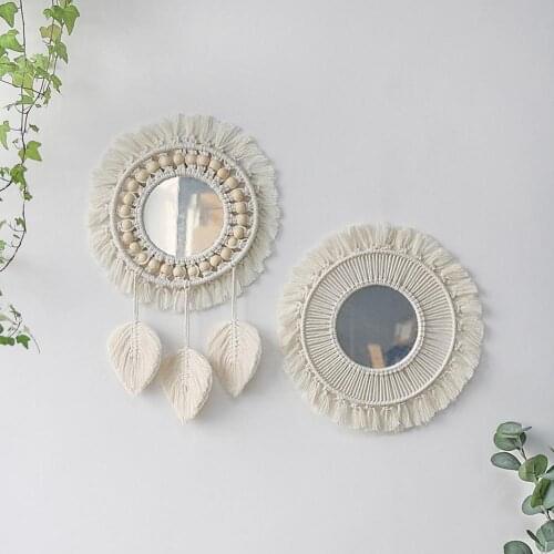 Round Mirror Macrame Mirror Wall Boho Home Decor For Apartment Living Room Bedroom Baby Nursery Dorm New Dropshipping
