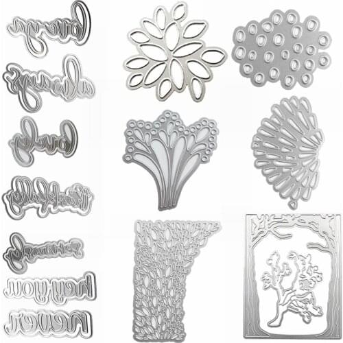 Petal Circle Peacock Shape Mixed Words Metal Cutting Dies DIY Scrapbooking Card Album Making Craft Decor Die Cuts New 2019