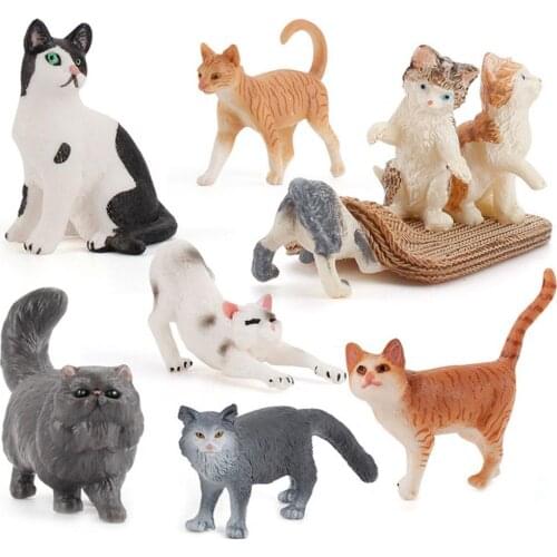 Lovely Kitten Toy Mini Children Education PVC Simulation Cat Model Home Decoration Accessories Ornament Crafts Birthday Gift