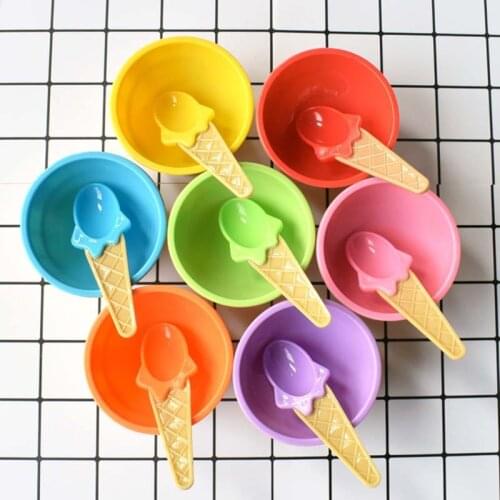 Ice cream Bowls Spoons Baby Tableware DIY Kits Accessories Food Container Feeding Plates Tableware Set Dinnerware Dishes for Kid