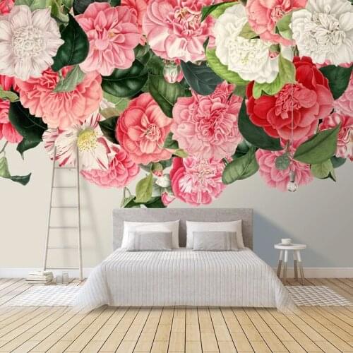 Custom Mural Wallpapers Home Decor Modern Art Hand Painted Floral Flowers TV Background Wallpaper Living Room Bedroom Decoration