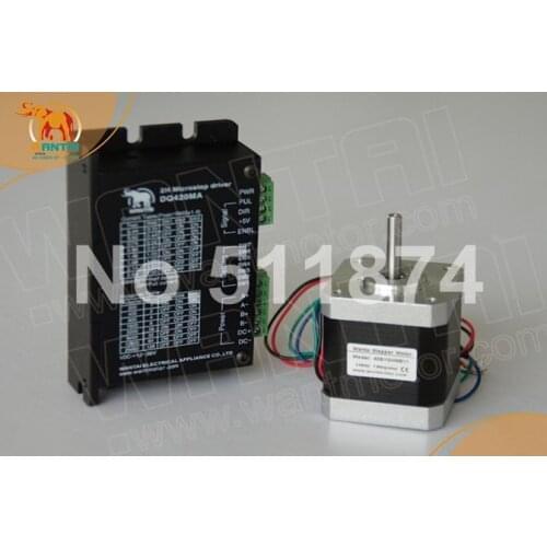 New Arrival! Wantai Nema 17 Stepper Motor 42BYGH801 54oz-in+Driver DQ420MA 1.7A 36V 128Micro CNC Router Plasma Engraving Grind