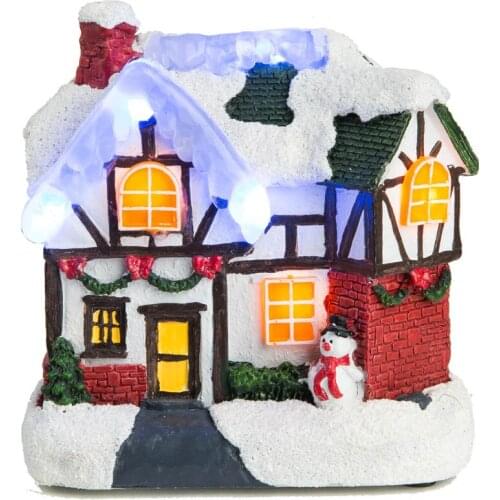 Original Snow Village Welcoming Christmas Lit Building with Light Up Tabletop Christmas Village Decoration