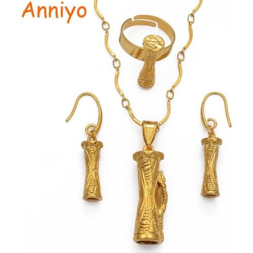 Anniyo Papua New Guinea Drum Pendant Necklaces Earrings Ring Traditional PNG Style Kundu Jewelry sets #115506