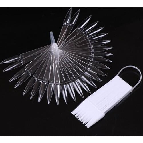 False Transparent Ring Shelf Tool 32 Tips Fan-shaped Nail Art Display Tip Stiletto Practice Palette For Nail Varnish Color Chart
