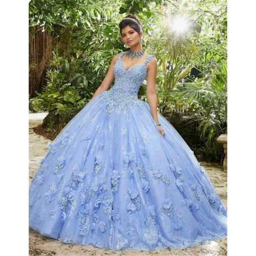 Puffy Cheap Quinceanera Dresses Spaghetti Deep V Neck Formal Vestidos De Sweet 16 Party Gowns