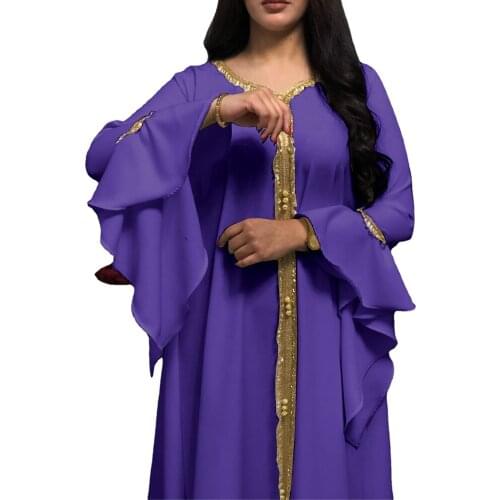 Ramadan Arab Dubai Islamic Clothing Eid Mubarak Muslim Turkey Golden Ribbon Embroidery Indian Kaftan Prayer Garment Women Dress