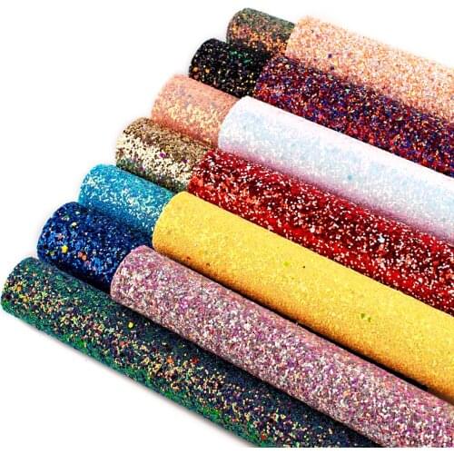 Random 6/9 Sparkly Shiny Synthetic Vinyl Glitter Chunky Faux Leather DIY Handmade Earrings Bags Bows 22*30cm