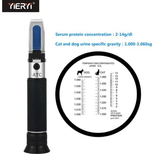 Yieryi ZGRC-300ATC Handheld Pet Cat Dog Urine Specific Gravity Refractometer Veterinary 2-14 G/Dl Refractometer Pet Medical Tool