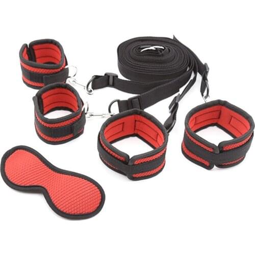 Adult Sex Games Bed Restraints Hand Ankle Cuffs Blindfold Sex Tools For Couples BDSM Women Handcuffs Sex Bondage Erotic Toys