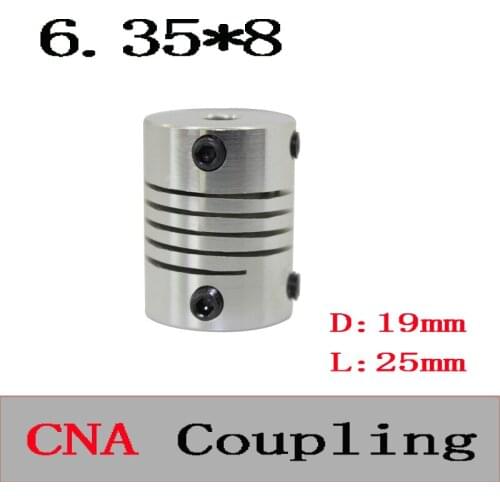 3pcs BR 6.35mm x 8mm D19 L25 CNC Stepper Motor Shaft Coupler Flexible Coupling 6.35x8mm Motor Connector 6.35*8mm