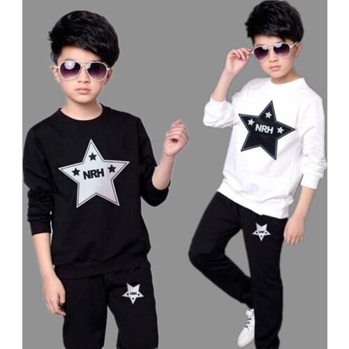 Kids Boys Sports Suit 2021 Spring and Autumn New O-neck Personality Two-piece Youth Casual Clothing Suit Teenage Boys Clothing